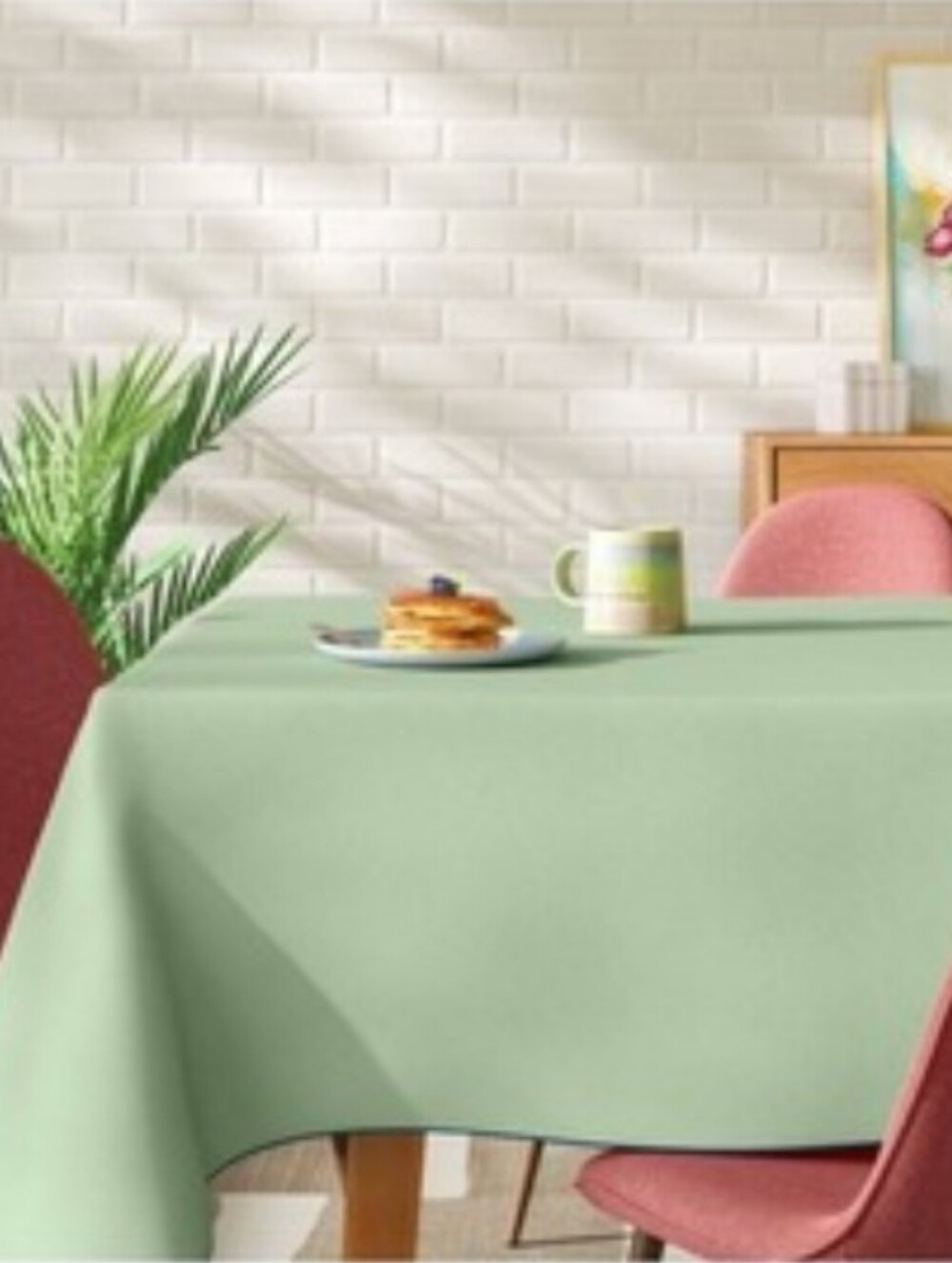 84"x60" Cotton Tablecloth Green With Blue Trim Room Essentials